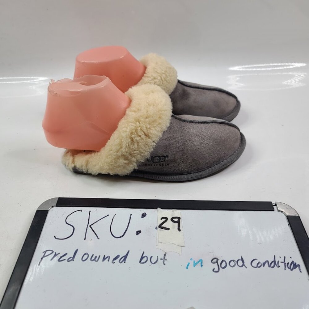 UGG Women's Gray White Scuffette II 5661 Suede Fur Slip-On Winter Slipper Size 5 - Picture 7 of 7